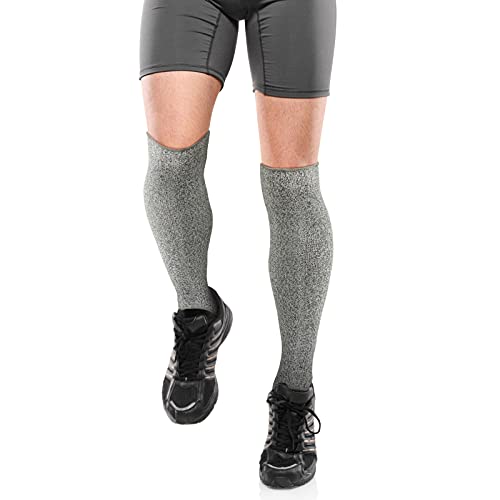 Cut Resistant Leg Sleeves - Bite Proof Protective Gear, Gray - Zhanmai