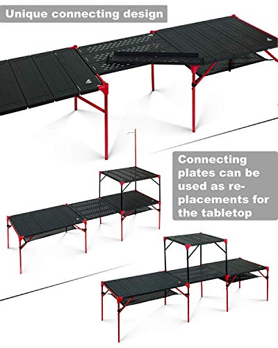 Extendable Camping & Outdoor Folding Table Set with Connecting Plates and Lantern Hanger
