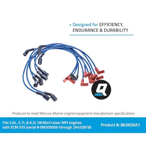 Quicksilver Spark Plug Wire Kit for Marine V8 Engines 5.0L-6.2L MPI