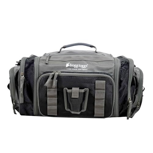 FROGG TOGGS Heavy Duty Fishing Tackle Duffel Bag with 4 Bait Trays - Black / 3700