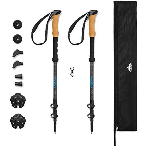 Grey Carbon Fiber Trekking Poles - Adjustable Hiking Sticks with Cork Grip