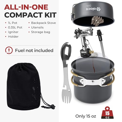 Camping Cookware Set with Non-Stick Pots and 3200W Portable Stove