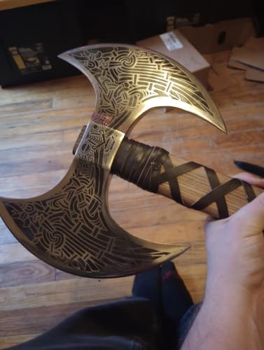 24-Inch Handforged Viking Axe with Double Heads, High Carbon Steel & Rosewood Shaft