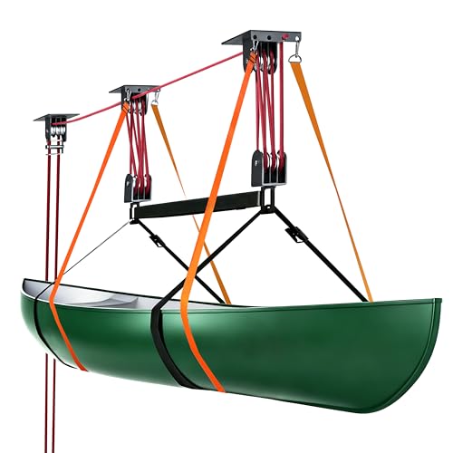 TRUSOON Heavy Duty Kayak Hoist with Auto-Locking Pulley System – 250 lbs Capacity