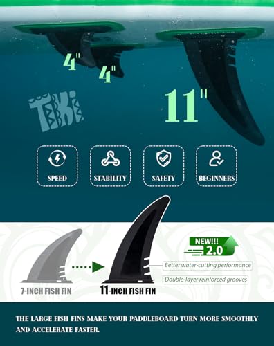 FunWater Inflatable 10'6 Green Tiki Stand Up Paddle Board with Accessories