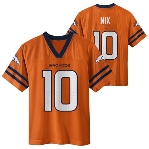 Youth Denver Broncos #10 Bo Nix Orange Home Football Jersey - Sizes 4-18, Brand Outerstuff