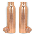 Natural Copper Water Bottle Pack of 2 - 1000ml Pure Copper Hydration Bottle for Yoga, Sports, and Travel