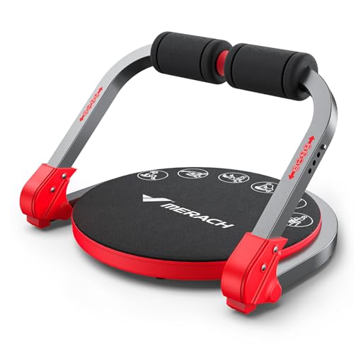 MERACH Ab Machine Round Red Sit Up Exercise Equipment with Adjustable Resistance