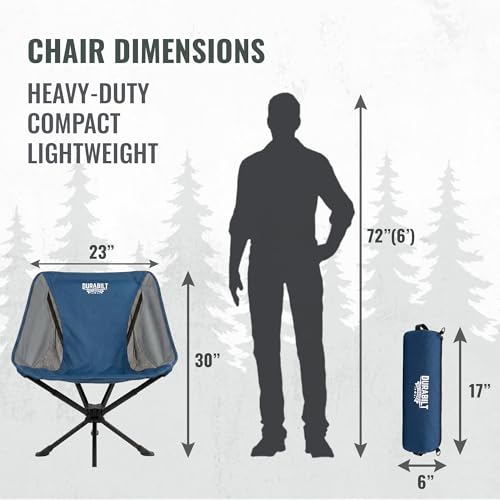 Portable Folding Swivel Chair - Lightweight Outdoor Seat with 360° Rotation - Blue & Gray