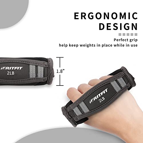 2lb Hand Weights Set with Reflective Straps for Walking & Exercise - RitFit