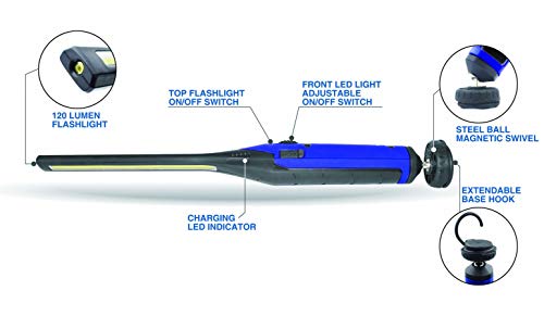 AP Astro Pneumatic 65SL Rechargeable LED Slim Work Light with Top Flashlight - 650 Lumens, Magnet & Adjustable Brightness