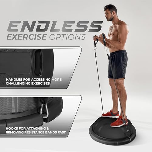 Yes4All Full Black Upgrade Combo Half Ball Balance Trainer for Full Body Workouts
