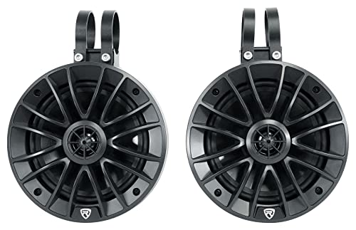 Rockville UT65B 6.5-Inch Marine UTV Rollbar Speakers Pair - Waterproof, 400W Power