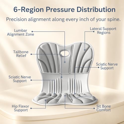 Ergonomic Lumbar Support Cushion for Back Pain Relief - Gray