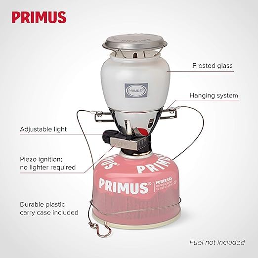 Primus EasyLight Camping Lantern with Piezo Igniter, Adjustable Brightness, Lightweight