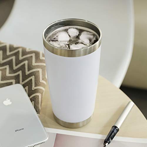 DOMICARE 20oz Stainless Steel Travel Mug Set - Powder White, Double Wall Vacuum Insulated, Bulk 12 Pack