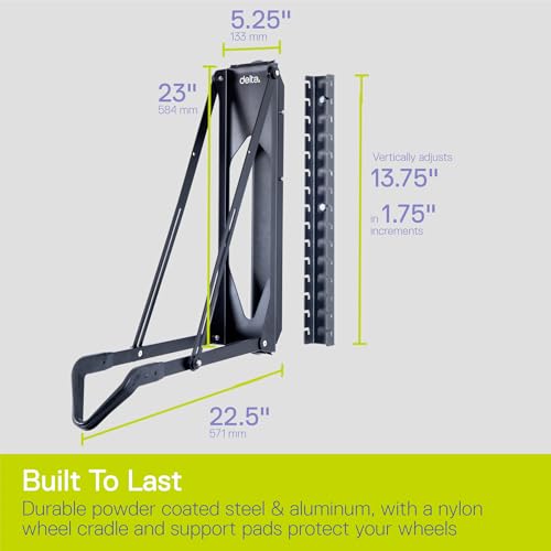 Black Pivot Bike Storage Rack Wall Mount by Delta - Swivels 150° for Indoor Bike Organization