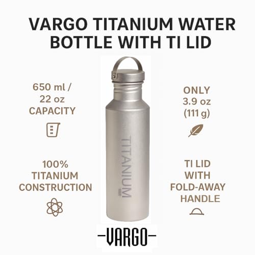 Titanium Water Bottle 650ml - Lightweight Durable Hydration Flask
