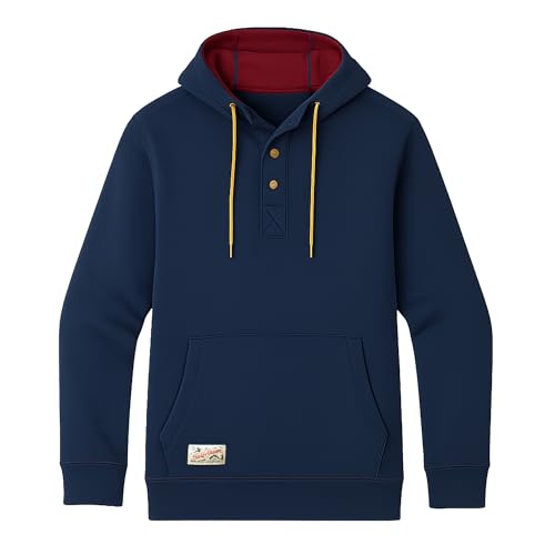 Field & Stream Men's Ring Neck 1/4 Zip Hoodie - Large Navy Blue