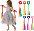 Rainbow Dance Ribbon Wristbands - Multi-Colored 6pcs, Kids & Teens