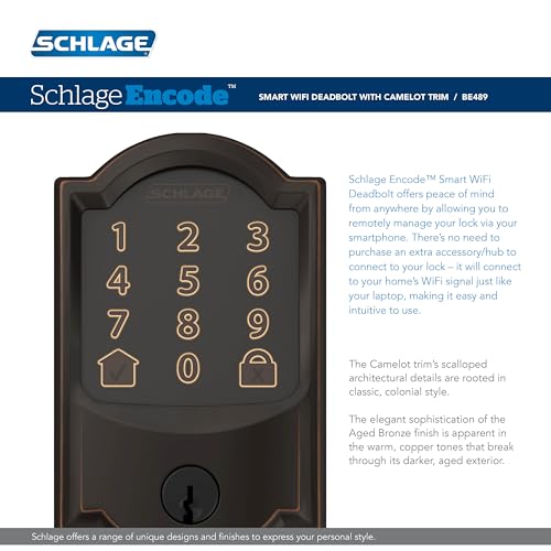 Aged Bronze Camelot Touch Deadbolt - Keyless Entry, Secure Smart Lock