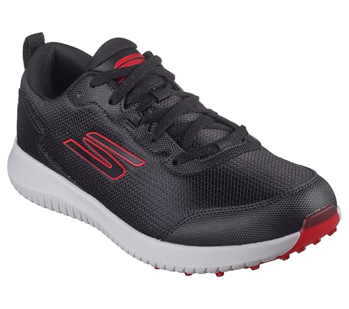 Skechers Men's Max Fairway 4 Golf Shoes - Black Red, Spikeless Water-Resistant Golf Sneakers