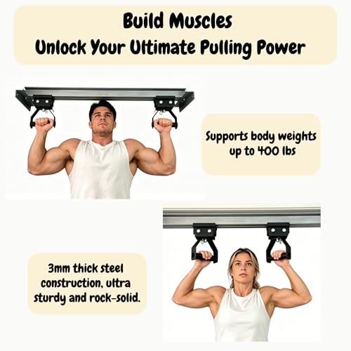 Heavy Duty Adjustable I-Beam Pull-Up Bar for Home Gym - Supports 400 lbs