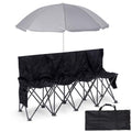 4-Seat Folding Soccer Bench with Umbrella - Portable Outdoor Seating, Black & Gray