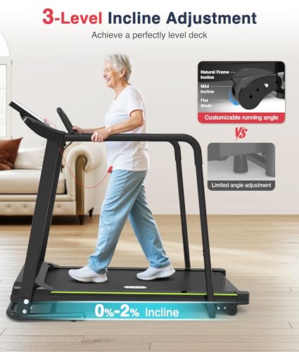 Walking Treadmill for Seniors with Long Handrails - Low-Speed Home Exercise Equipment