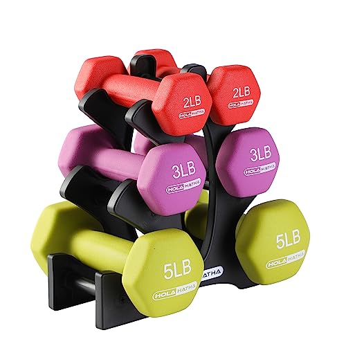 Multicolor 20 lb Neoprene Dumbbell Set with Rack for Strength Training