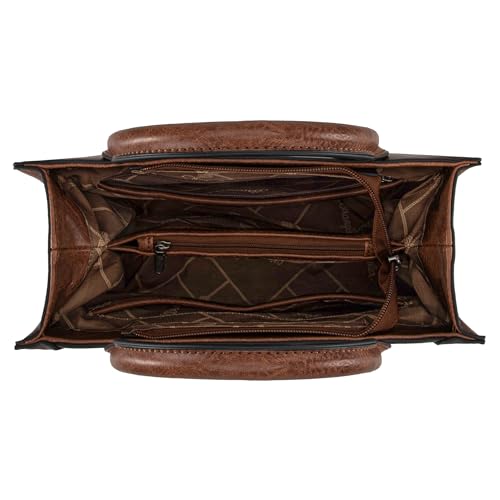 Vintage Dark Brown Wrangler Tote Bag for Women Western Cowhide Purse & Wallet Set