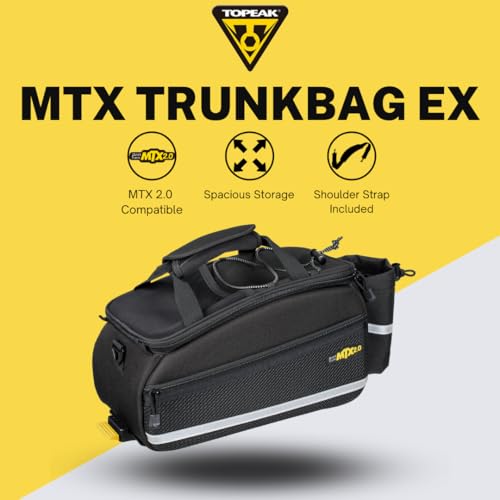Topeak MTX TrunkBag - Rear Bicycle Bag with Fixed Top, Spacious Storage, Easy Mounting - No Panniers, MTX 2.0