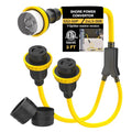 50 Amp to 30 Amp Marine Shore Power Adapter - Dual 30A Outlets, Heavy Duty RV Cord