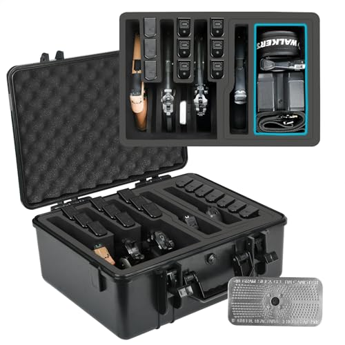 LOTOCASE Black 5-Pistol Gun Case & 16 Magazine TSA-Approved Waterproof Hard Case