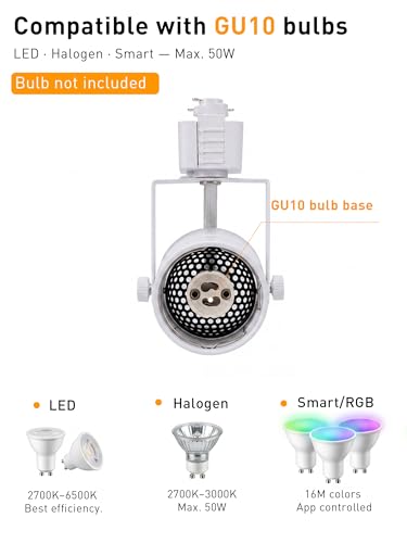White 12 Pack Adjustable H-Type Track Light Heads GU10 Base for Indoor Use