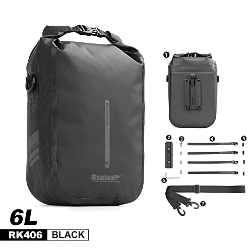 Rhinowalk 6L Front Fork Bag – Waterproof Bike Pannier/Shoulder Bag for E‑Scooters & Mountain Bikes (Black)