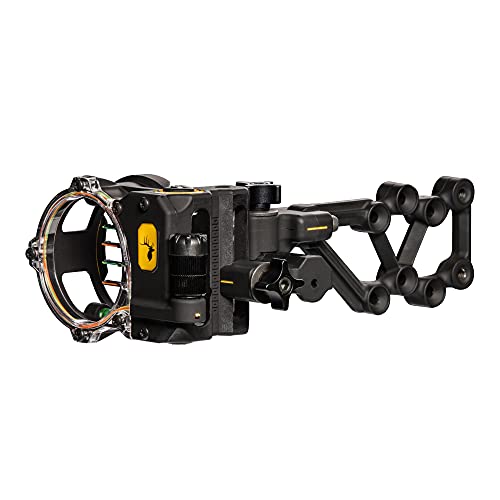 Left-Hand Trophy Ridge React H4 Bow Sight - 4 Pin, Tool-Free Windage & Elevation Adjustment, 2nd Axis Leveling, Adjustable Light