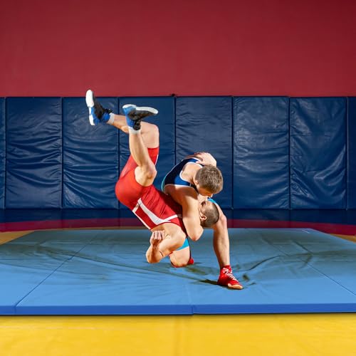 Blue 6x4 Feet 4-Panel Folding Gymnastics Mat - 2 Inch Thick Exercise Cushion