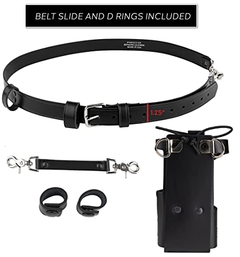 Black Leather Firefighter Radio Strap and Holster Bundle Set - Perfect Fit Shield
