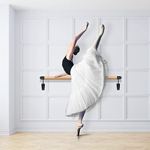 4 ft Wooden Ballet Barre Wall Mount - Dance & Exercise Bar for Home Studio