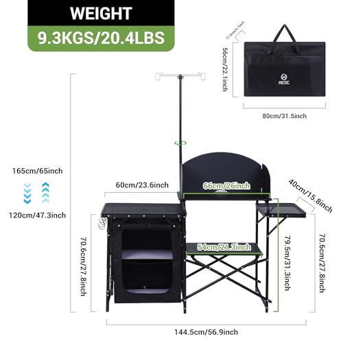 Nice C Portable Camping Kitchen Table Station Black Foldable Grill & Prep Table