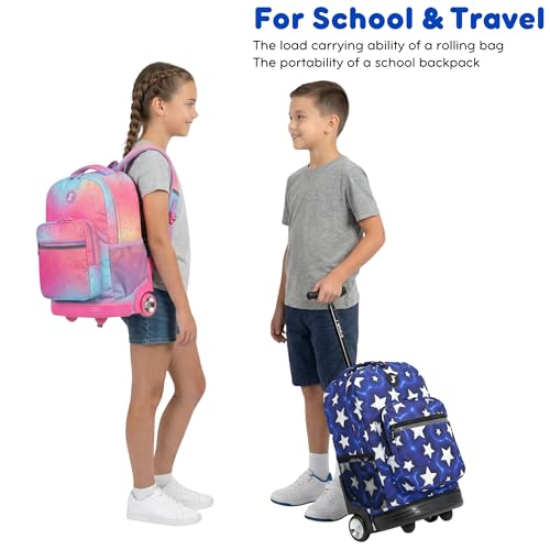 Kids Rolling Backpack with Wheels - J World Sunrise Cubes, 18x13x9 Inches, School & Travel Bag