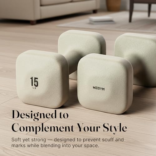 WeGym 15LB Pair Square Dumbbells with Anti-Slip Handles for Home Workout
