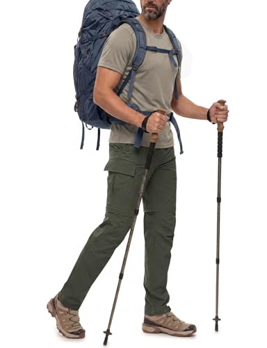 Men's Convertible Hiking Pants 3-in-1 Zip-Off Travel Pants - Large Army Green
