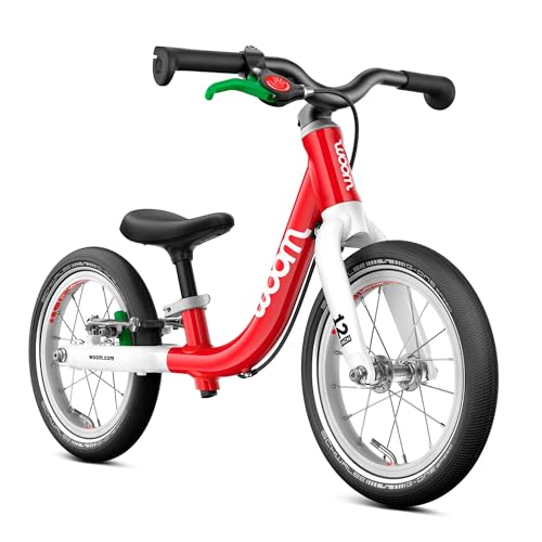 wOom Go 1+ 12-Inch Balance Bike for Toddlers, Red, Lightweight & Adjustable