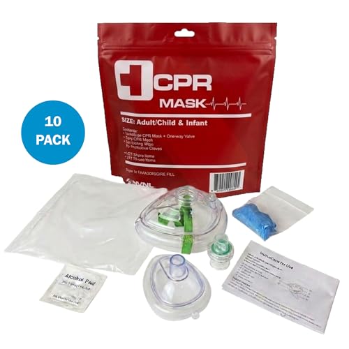 WNL Products Rescue Mask Kit 10 Pack for CPR Training & First Aid