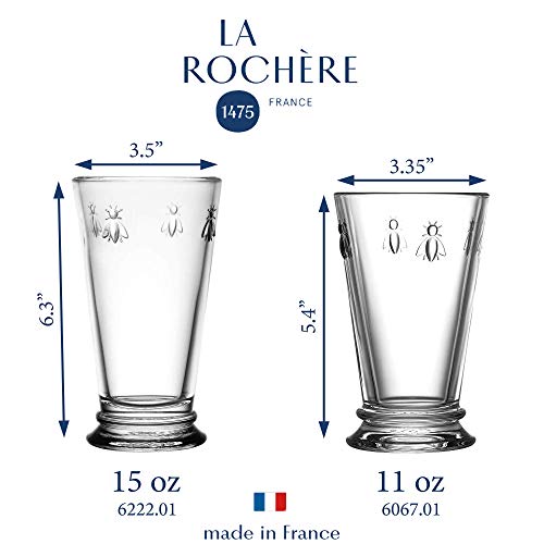 La Rochère Napoleon Bee Old Fashioned Glasses Set of 6 - 11.5oz French Classic Drinking Glassware