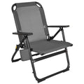 Romswi Heavy Duty Folding Beach Chair Grey 16-inch Seat Aluminum Frame Portable
