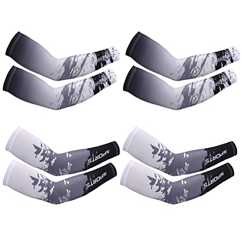 UV Sun Protection Arm Sleeves 4 Pairs Cooling Ice Silk Sports Cover for Men Women