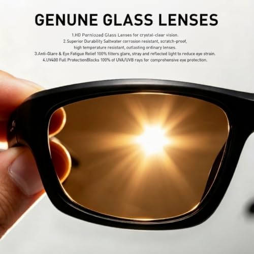 FEOSTCN Blue Polarized Glass Sunglasses UV400 Anti-Scratch Unisex